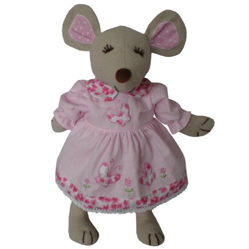 powell craft mouse large with butterfly dress pink