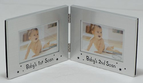 Baby's 1st and 2nd Scan Double Hinged Photo Frame