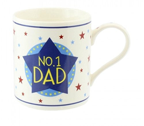 No. 1 Dad - Star China Mug - Perfect for Fathers Day, Birthdays, Christmas