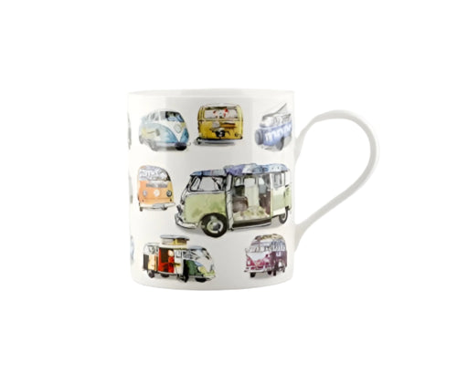 Julia Hook Design VW Camper Vans Fine China Mug in Gift Box