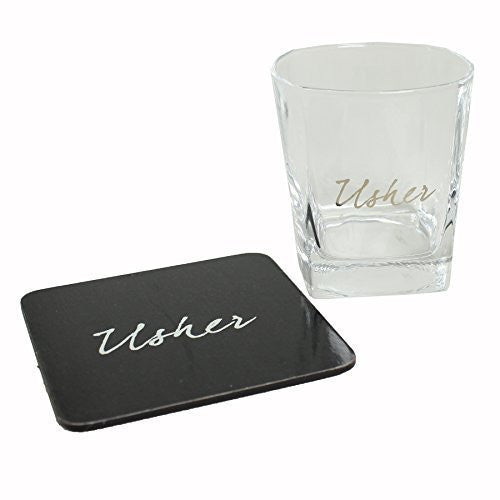 Wedding Usher Whisky Glass & Coaster Thank You Gift LP