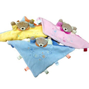 Comfort Blanket Soft Bear With colourful Tactile Ribbon Tabs