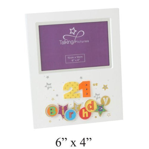 talking pictures fanfare 3d birthday photo frame 6x4 21st