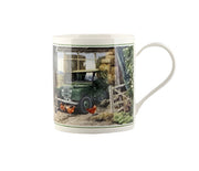 Cachet Old Landrover in Farmyard Fine Art Watercolour China Gift Mug