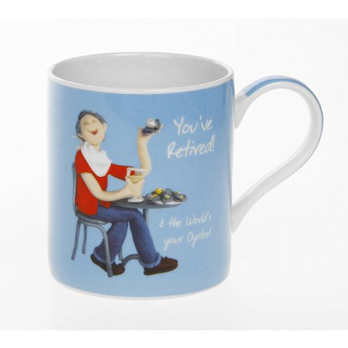 Lesser Pavey Retirement China Mug In Gift Box Fun Animated Design By Holy Mackerel For Him