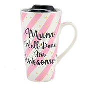 Wise Words Lidded Mug Mum well done im awesome