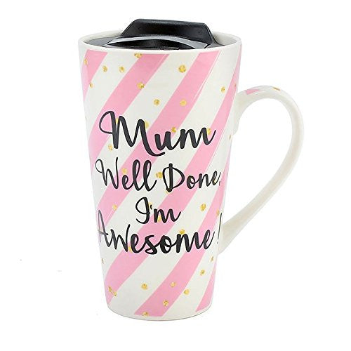 Wise Words Lidded Mug Mum well done im awesome