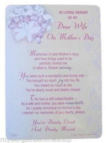 In Loving Memory Of My Dear Wife On Mother's Day Grave side Memorial Card