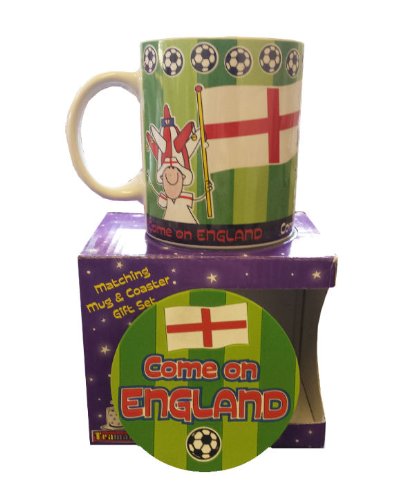 Come On England - Football Supporters Mug & Coaster Set - Perfect For World Cup 2014!
