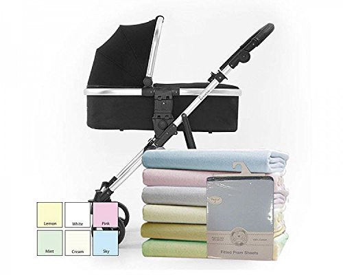 Cotton Pram Sheets - Fitted - 2 Pac