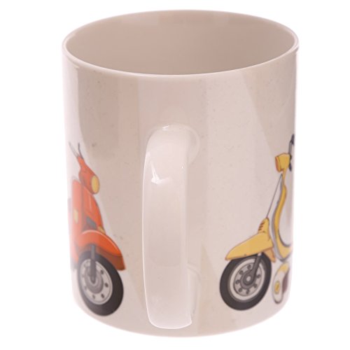 Puckator mug247 Mug in Fine Bone China Scooter by Evans Jack Fine Bone China Yellow, Orange, Blue, White, Brown 11x8,5x9,5 cm