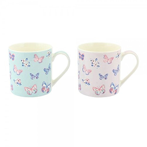 MUG FINE CHINA BUTTERFLY PARADISE PASTEL BLUE DESIGN BRANDED BOX