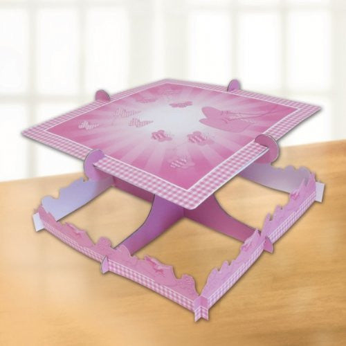 Amscan Christening Booties Square Cake Stands, Pink