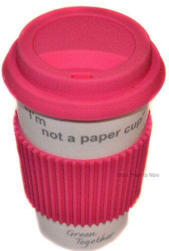 I'm Not A Paper Cup: Thermal Insulated Ceramic Eco Cup Travel Mug with Silicon Lid