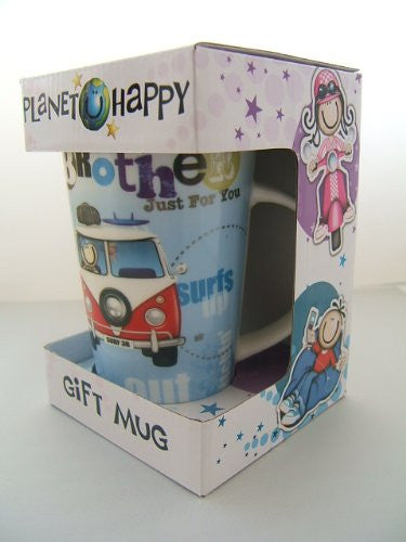 Planet Happy 'BROTHER' Fine China Latte Gift Mug, Ideal Birthday present