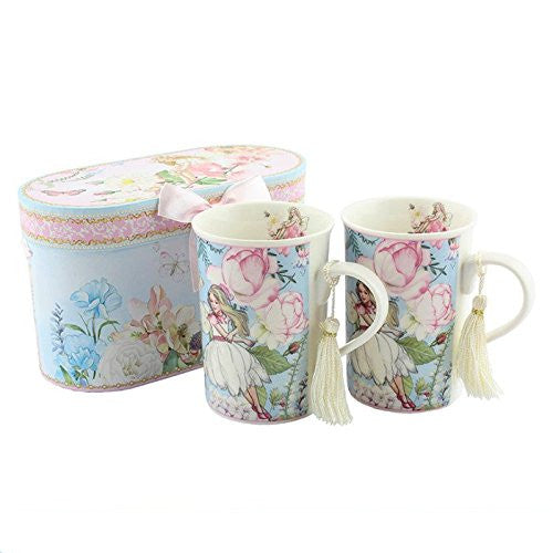 Gift For Her - Set Of 2 Fairy Garden Mugs In Gift Box