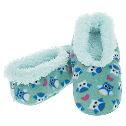 Snoozies Fleece Slippers Girls: Hearts and Owls: Medium (1-2)