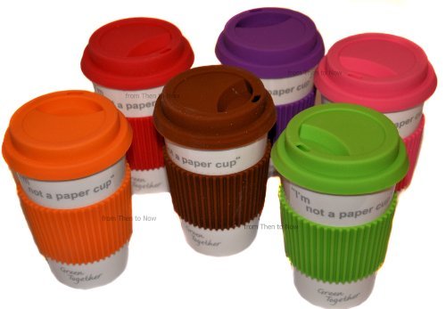I'm Not A Paper Cup: Thermal Insulated Ceramic Eco Cup Travel Mug with Silicon Lid