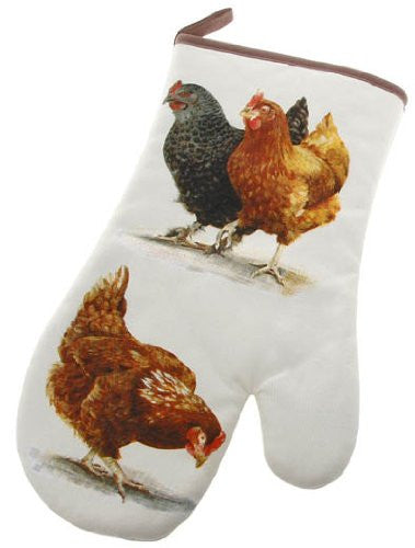 Single Cotton Oven Mitt/Glove - Farmyard Hens