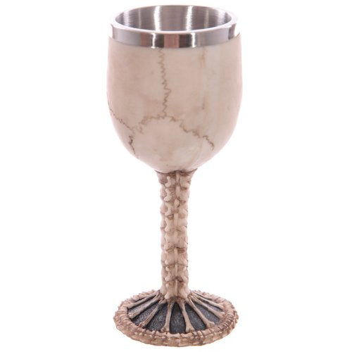 Puckator Decorative Skull and Spine Goblet - Skulls and Bones Themed - Home Decoration - Wine Goblet - Fantasy Decorative Home Accessories - Stainless Steel - Resin