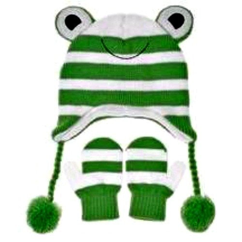 Nuzzles Hat and Mittens - S/Frog small