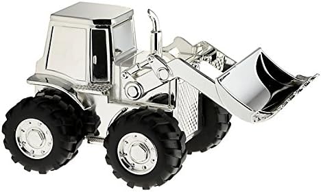 Bambino Front Loading Digger Silver Plated Money Box Savings Bank