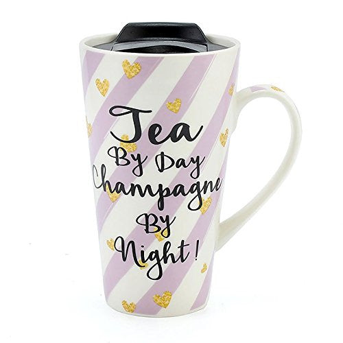 Wise Words Lidded Mug Champagne by night
