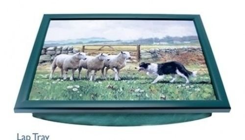 COLLIE DOG WITH SHEEP LAP TRAY NICE SOFT BEAN BAG BASE