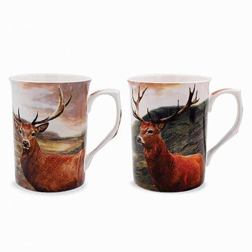 Leonardo British Wildlife Stag Mugs Boxed Gift Set - The For The Country Pursuits Enthusiast (LP93405)