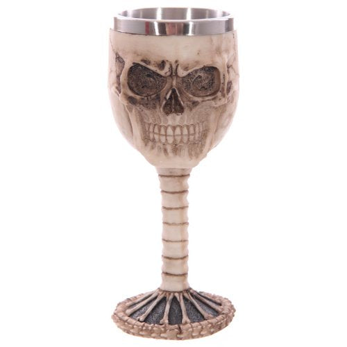 Puckator Decorative Skull and Spine Goblet - Skulls and Bones Themed - Home Decoration - Wine Goblet - Fantasy Decorative Home Accessories - Stainless Steel - Resin