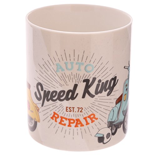 Puckator mug247 Mug in Fine Bone China Scooter by Evans Jack Fine Bone China Yellow, Orange, Blue, White, Brown 11x8,5x9,5 cm