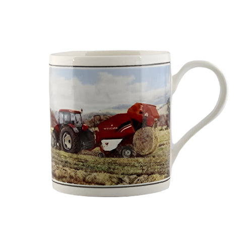 Cachet Tractor & Round Baler Fine Art Watercolour China Gift Mug