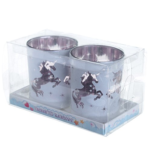 Grindstore Unicorn Design Set of 2 Glass Tea Light Holders