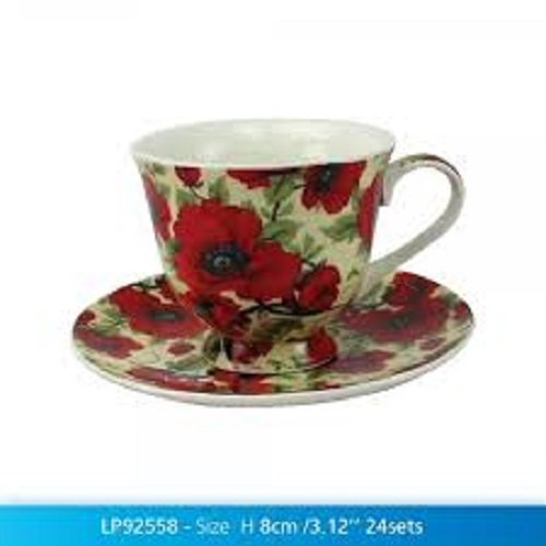 Leonardo Collection Red Poppy Floral Design Fine China Cup and Saucer