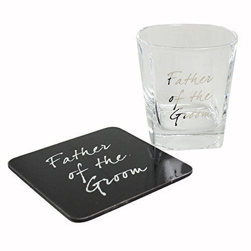 Wedding FATHER of GROOM Whisky Glass & Coaster Thank You Gift LP