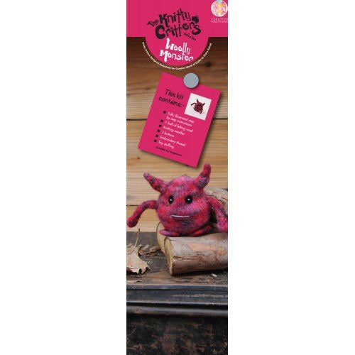 Knitty Critters Knit and Felt Toy Kit Mini Monster, Pinks