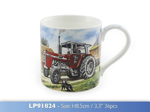 Massey Ferguson 595 Fine Art Watercolour China Gift Mug Red Tractor