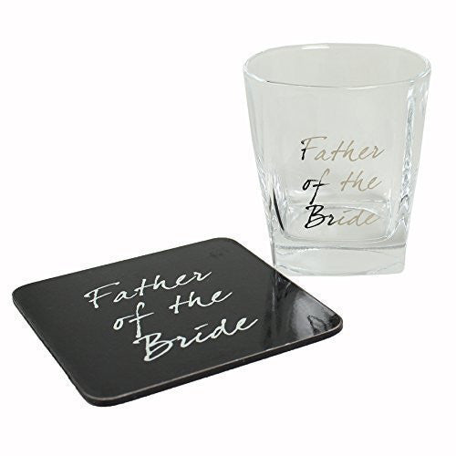 Wedding FATHER of the Bride Whisky Glass & Coaster Thank You Gift LP