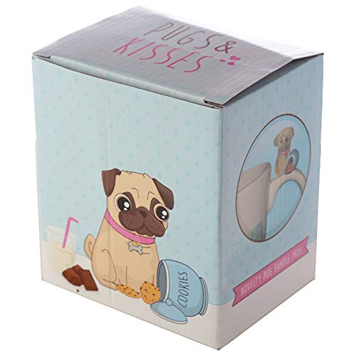 Cute Ceramic Pug Mug with Pug & Cookies on the Handle