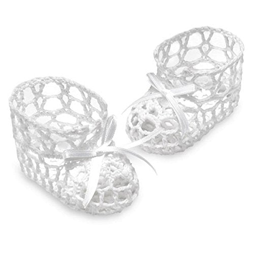 White Decorative Baby Crochet Booties Baby Shower Christening Decor