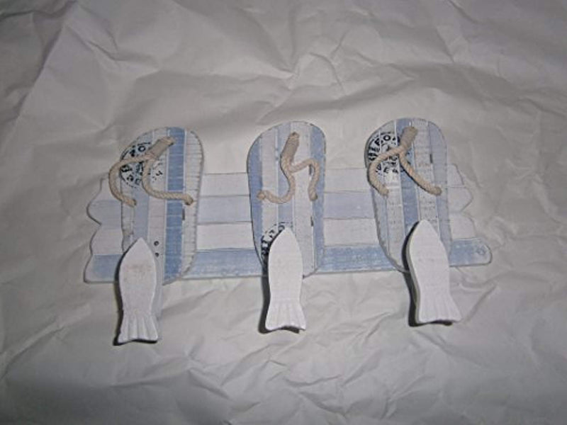 Flip Flop Coat Rack Hooks - Small White Wooden Beach Seaside Decor - Shabby Chic