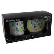 Birthday Boy Blue & Green Ceramic Mug And Coaster Set In Gift Box - For Any Age