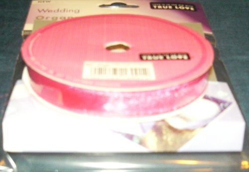 20m x 15mm WOVEN EDGE WEDDING ORGANZA RIBBON - CERISE