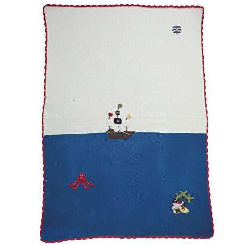 pirate knitted cot size blanket