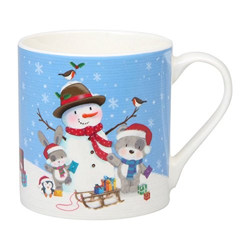 Christmas Snowman Wearing a Red Scarf Fine China Mug