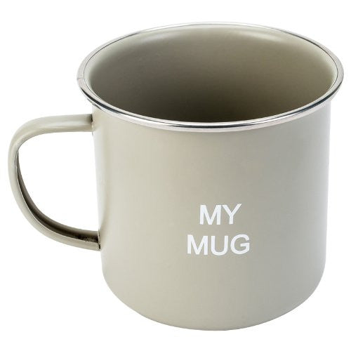 New Pale Olive Green Home Sweet Home Enamelled Vintage Retro Tin My Mug Kitchen