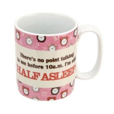 language of life mug half asleep