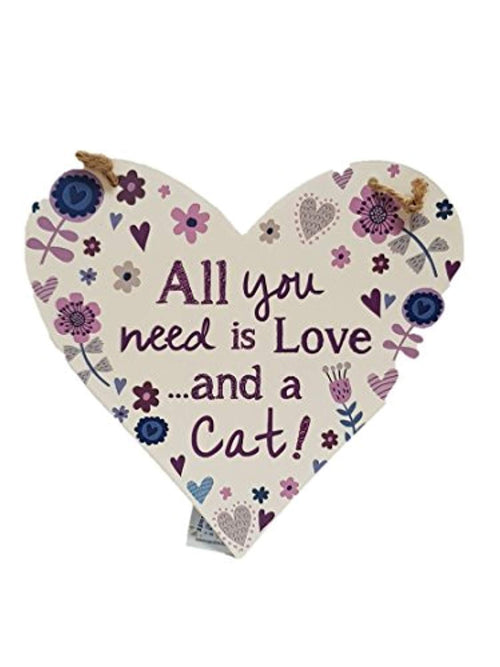 Peel & Sardine"All You Need Cat" Heart Sign