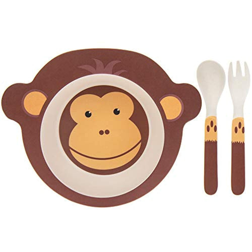 Lesser & Pavey LP43527A Childrens Bamboo3 Piece Eating Set-Monkey Design, Bamboo