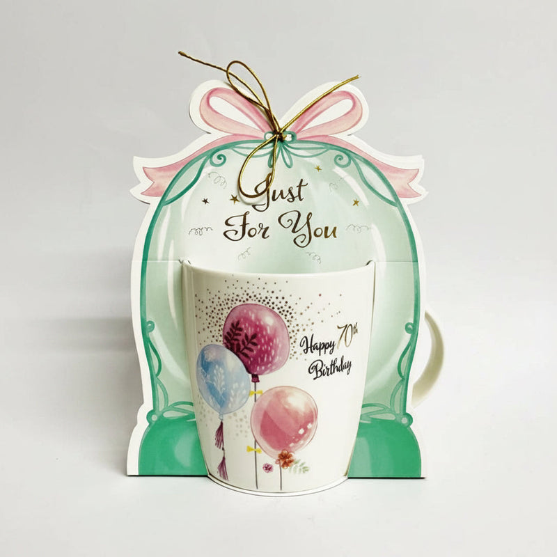 BIRTHDAY BALLOON DISPLAY  GIFT mug  70 th